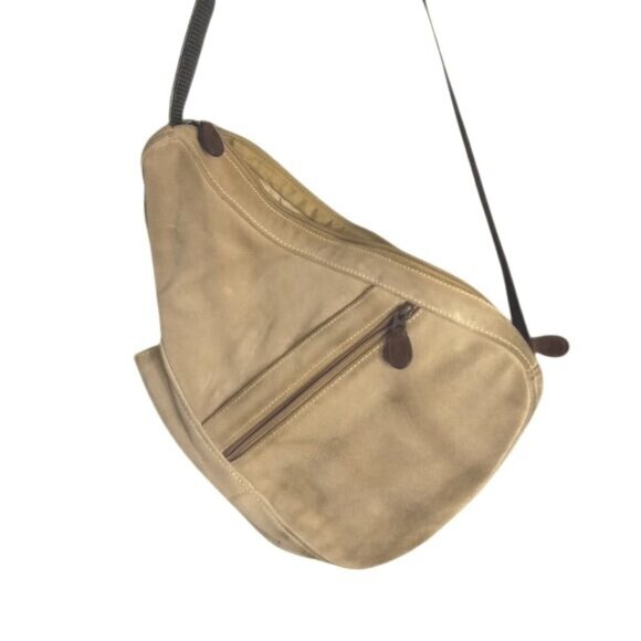 LL Bean Ameribag Unisex Healthy Back Bag Sling Backpack Suede Leather Vintage - Picture 3 of 12